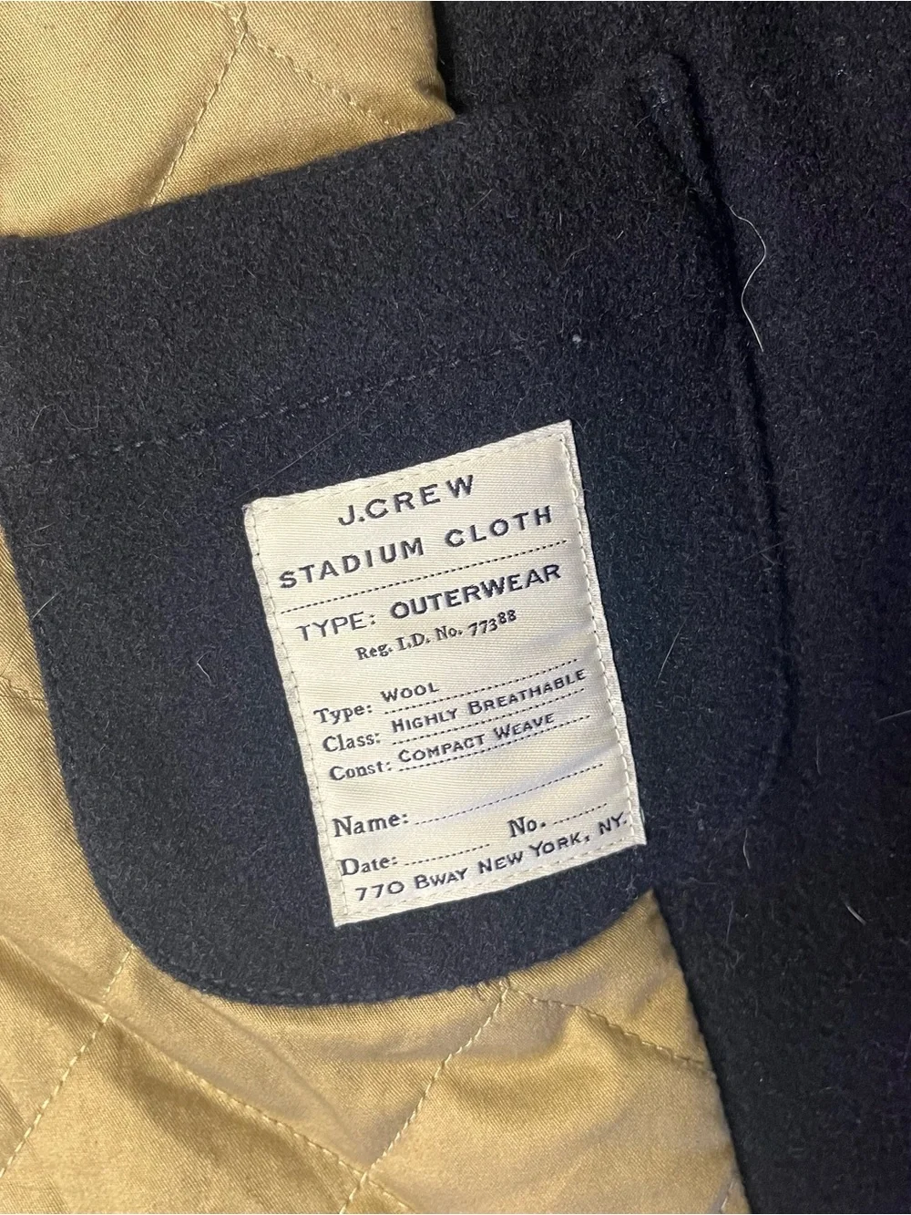 J CREW Bayswater Peacoat Black Wool Jacket Military Grade Mens Size Large